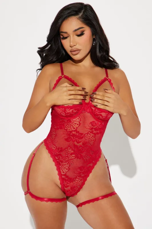 No Love Just Lust Lace Teddy - Red sold by Fashion Nova