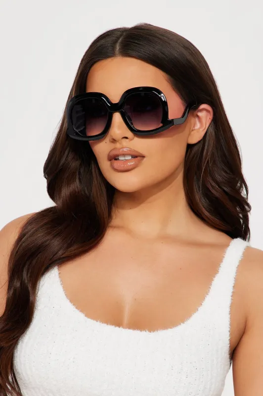 What Goes Around Comes Back Around Sunglasses - Black sold by Fashion Nova