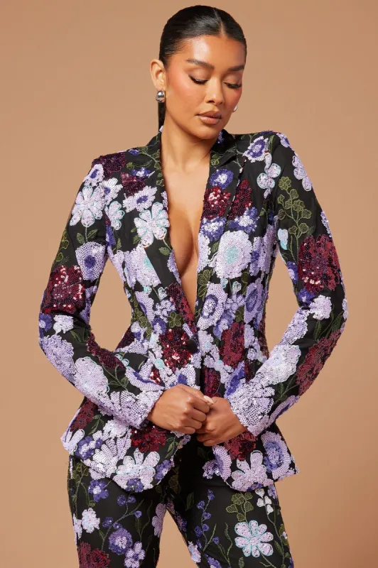 Nadia Sequin Blazer - Purple/combo sold by Fashion Nova