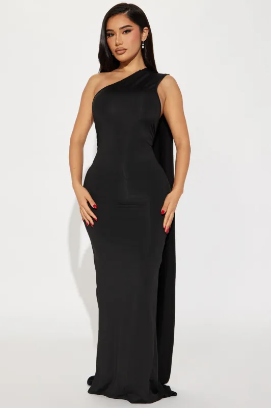 Yvette Draped Maxi Dress - Black sold by Fashion Nova