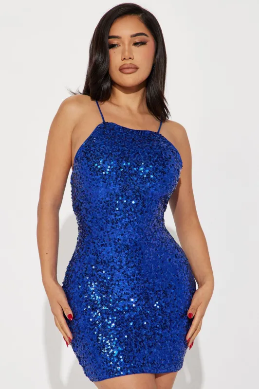 Alexandra Sequin Mini Dress - Royal sold by Fashion Nova