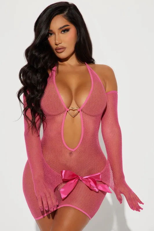 Your Temptation Fishnet Bodystocking Dress - Hot Pink sold by Fashion Nova