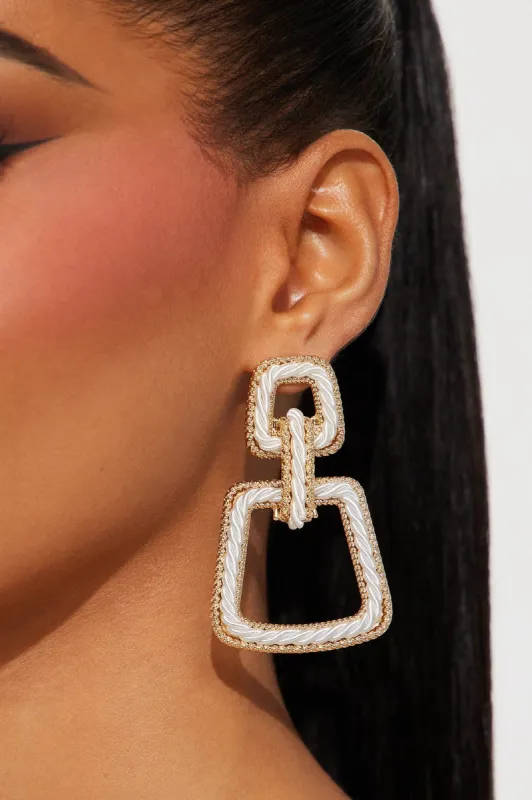 Got You Tied Up Earrings - White/Gold sold by Fashion Nova