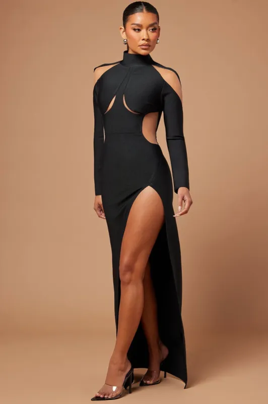 Cailyn Bandage Gown - Black sold by Fashion Nova