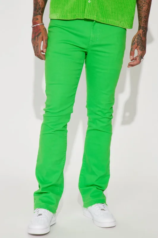 Cornell Stacked Skinny Flare Twill Pants - Green sold by Fashion Nova