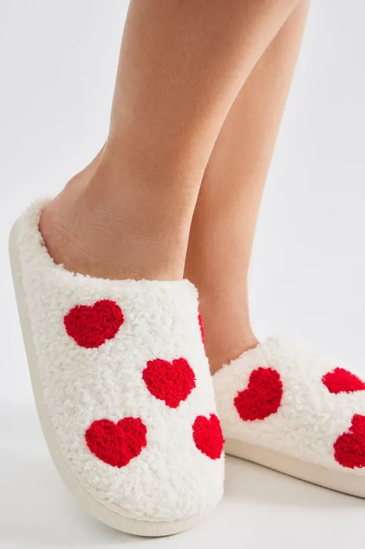 Crush On You Heart Slippers - Ivory sold by Fashion Nova