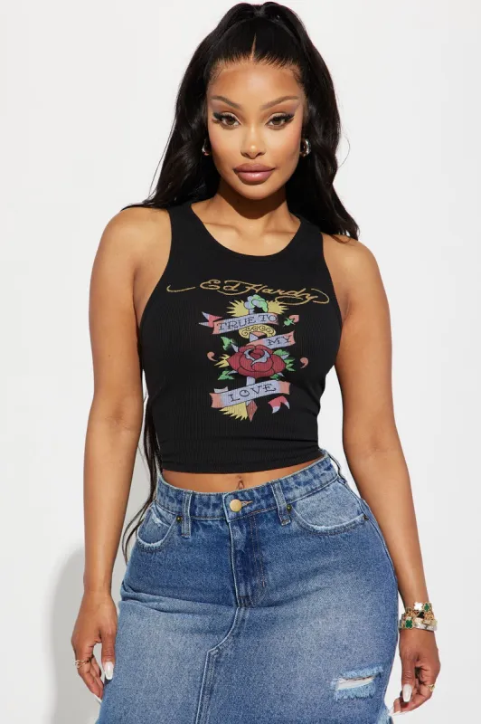 Ed Hardy True Love Tank Top - Black sold by Fashion Nova