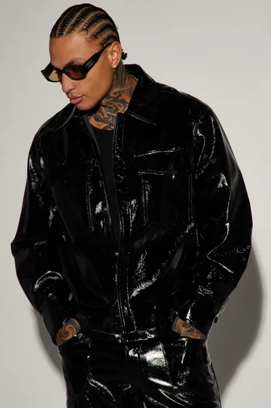 Da Baddie Faux Leather Shacket - Black sold by Fashion Nova