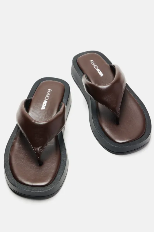 Haley Platform Flip Flops - Brown sold by Fashion Nova