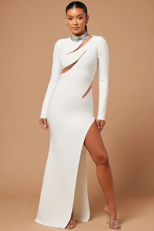 Anise Bandage Maxi Dress - White sold by Fashion Nova