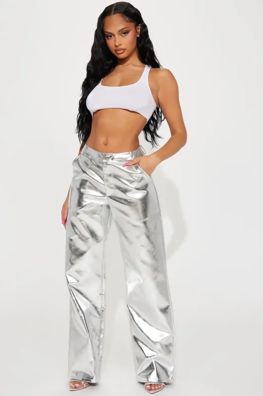Disco Party Metallic Pant - Silver sold by Fashion Nova