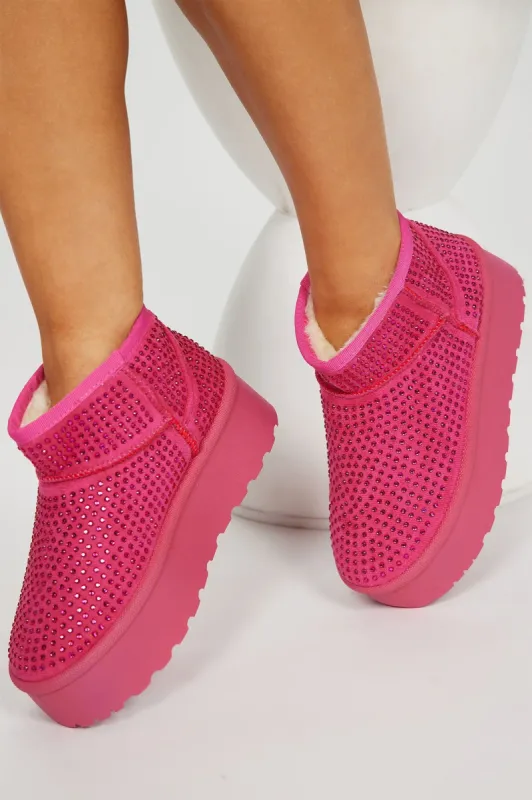 Pamina Embellished Booties - Hot Pink sold by Fashion Nova