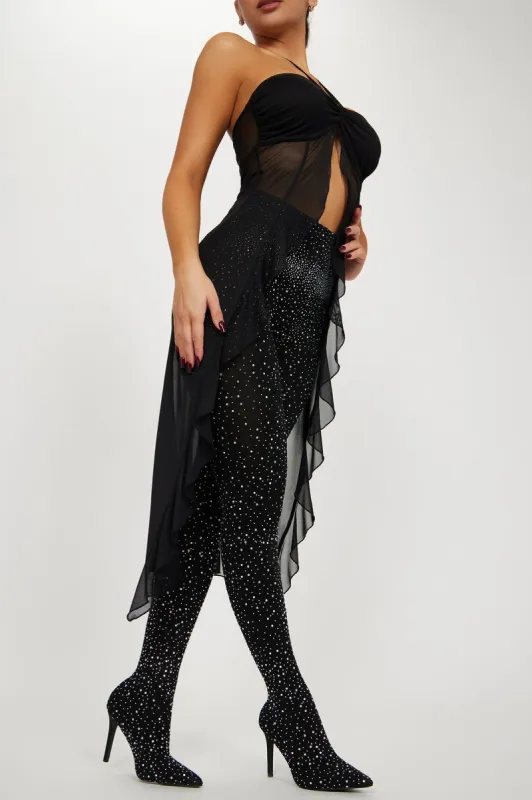 Valentina Rhinestone Pant Boots - Black sold by Fashion Nova