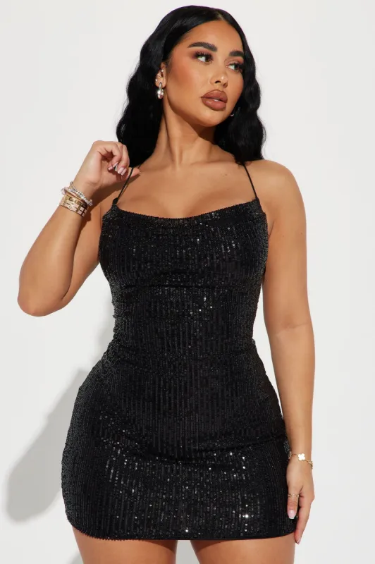 Demie Sequin Mini Dress - Black sold by Fashion Nova