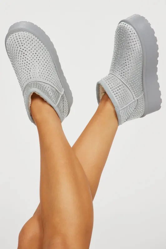 Pamina Embellished Booties - Silver made by Fashion Nova