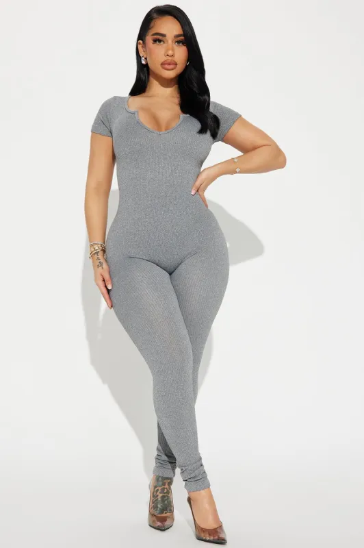 Lucia Seamless Jumpsuit - Charcoal sold by Fashion Nova