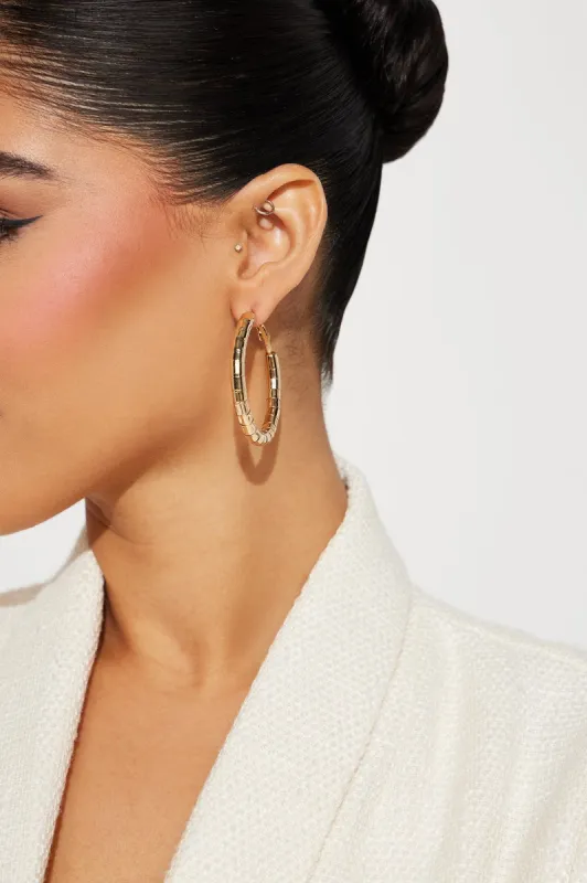 Very Pretty Girl Hoop Earrings  - Gold sold by Fashion Nova