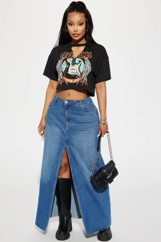 Emmy Denim Maxi Skirt - Dark Wash sold by Fashion Nova