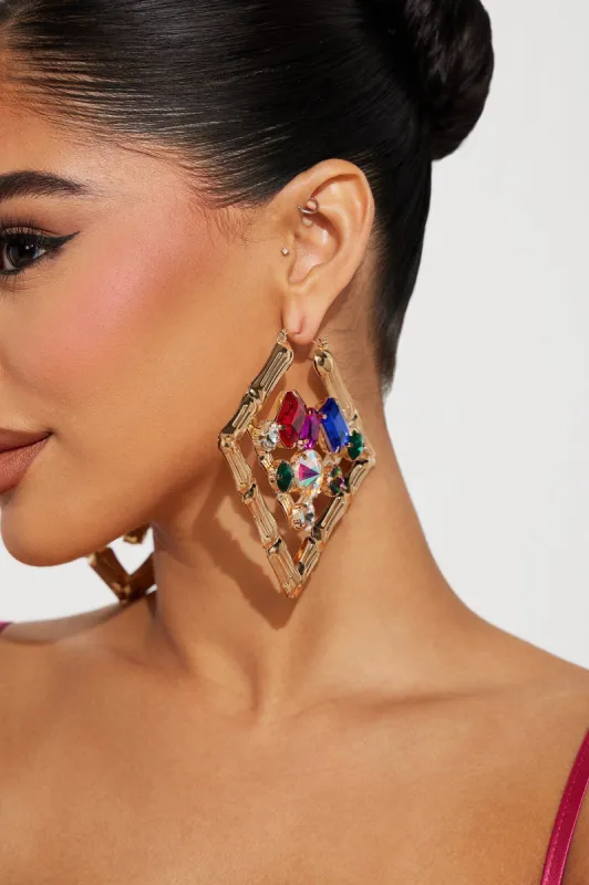Clearly The Best Drop Earrings - Gold/Multi sold by Fashion Nova
