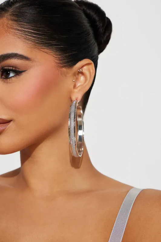 Hoop Galore Earring Set - Silver sold by Fashion Nova