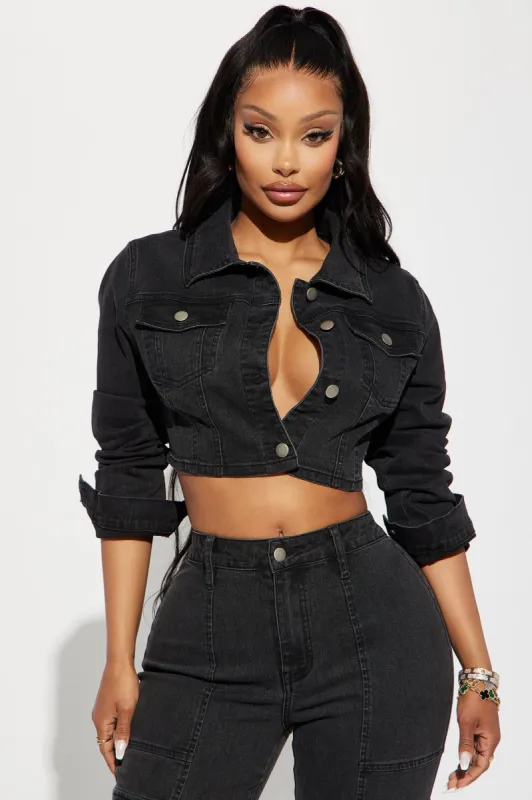 Non Disclosure Stretch Denim Jacket - Black Wash sold by Fashion Nova