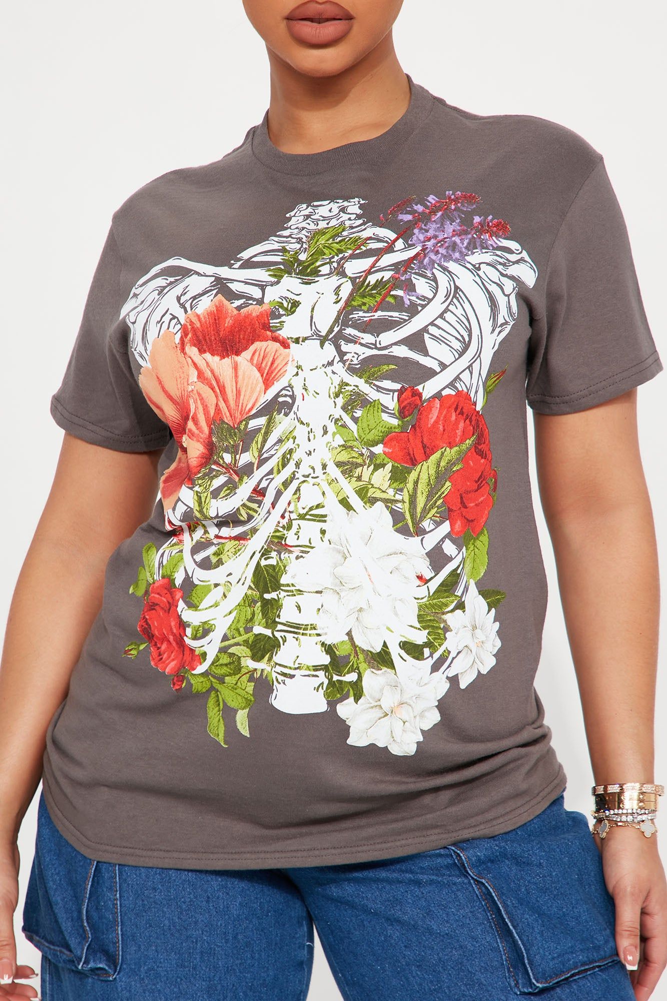 Skeletons In The Garden Graphic Tee - Charcoal sold by Fashion Nova product image thumbnail 3