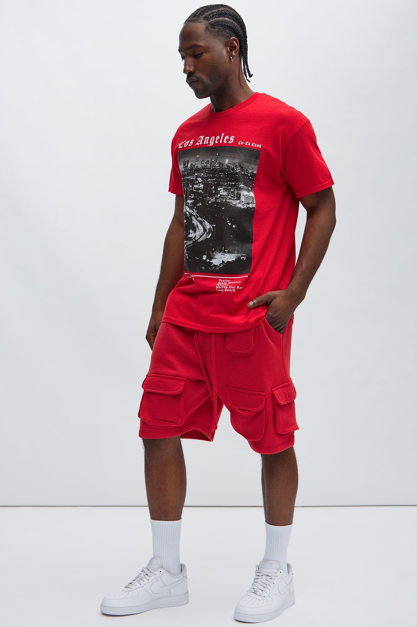 The Reason Cargo Sweatshort - Red sold by Fashion Nova product image thumbnail 2