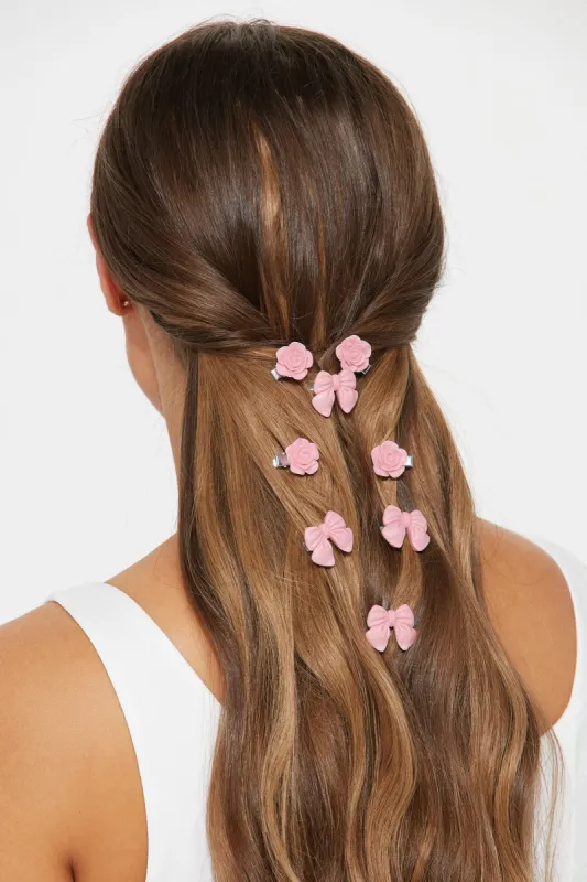 Lovely Sweetheart 8 Piece Hair Clip Set - Pink sold by Fashion Nova