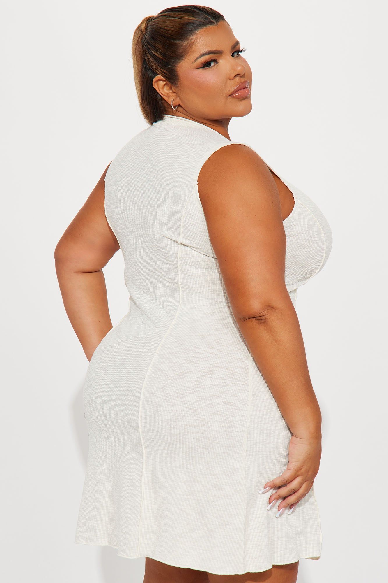 Rosalynn Skater Mini Dress - Cream sold by Fashion Nova product image thumbnail 6