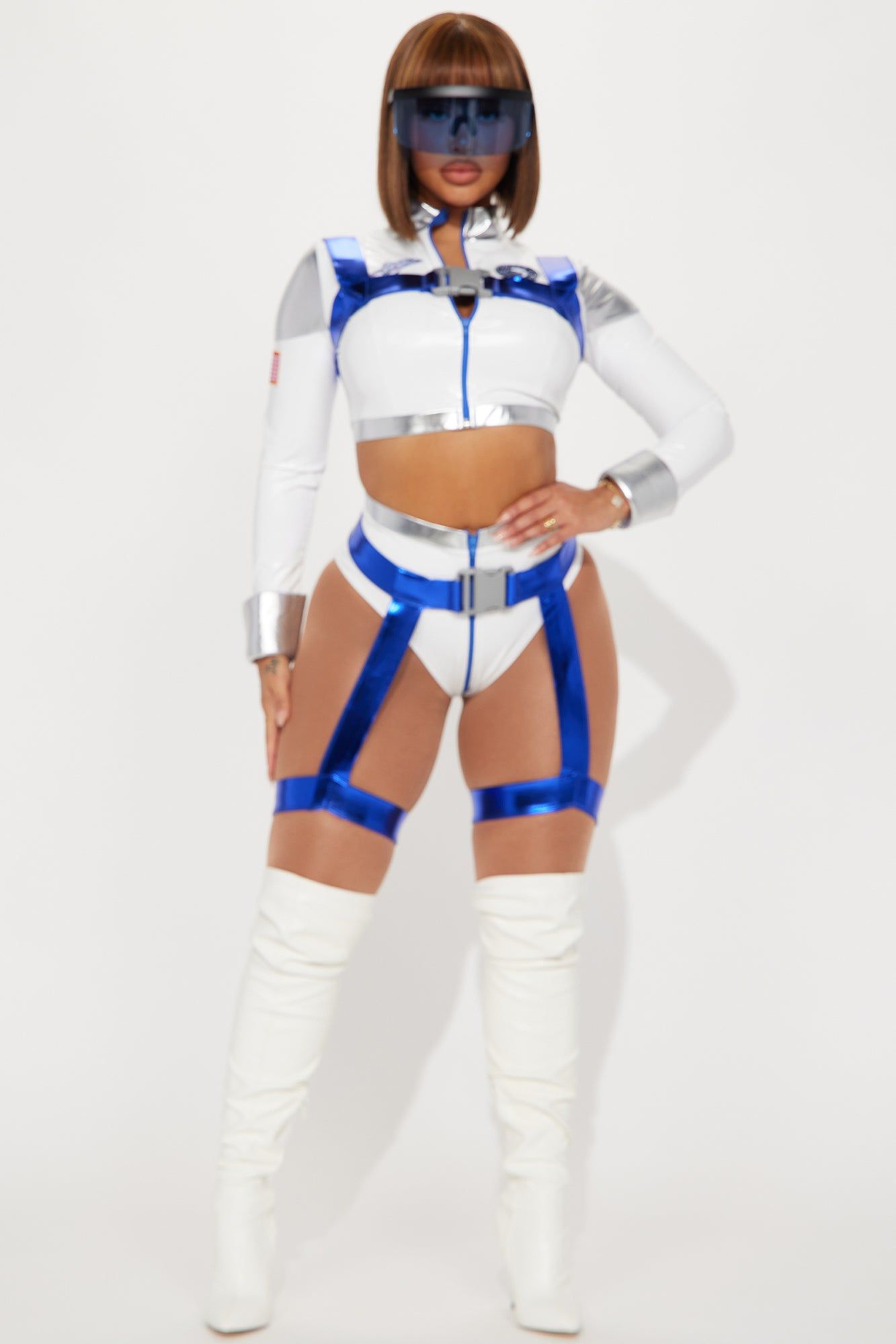 To The Moon And Back 5 Piece Costume Set - White/Blue sold by Fashion Nova