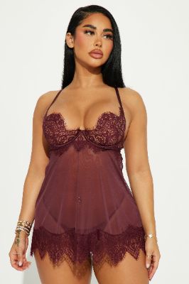 My Lover Lace Babydoll - Wine sold by Fashion Nova