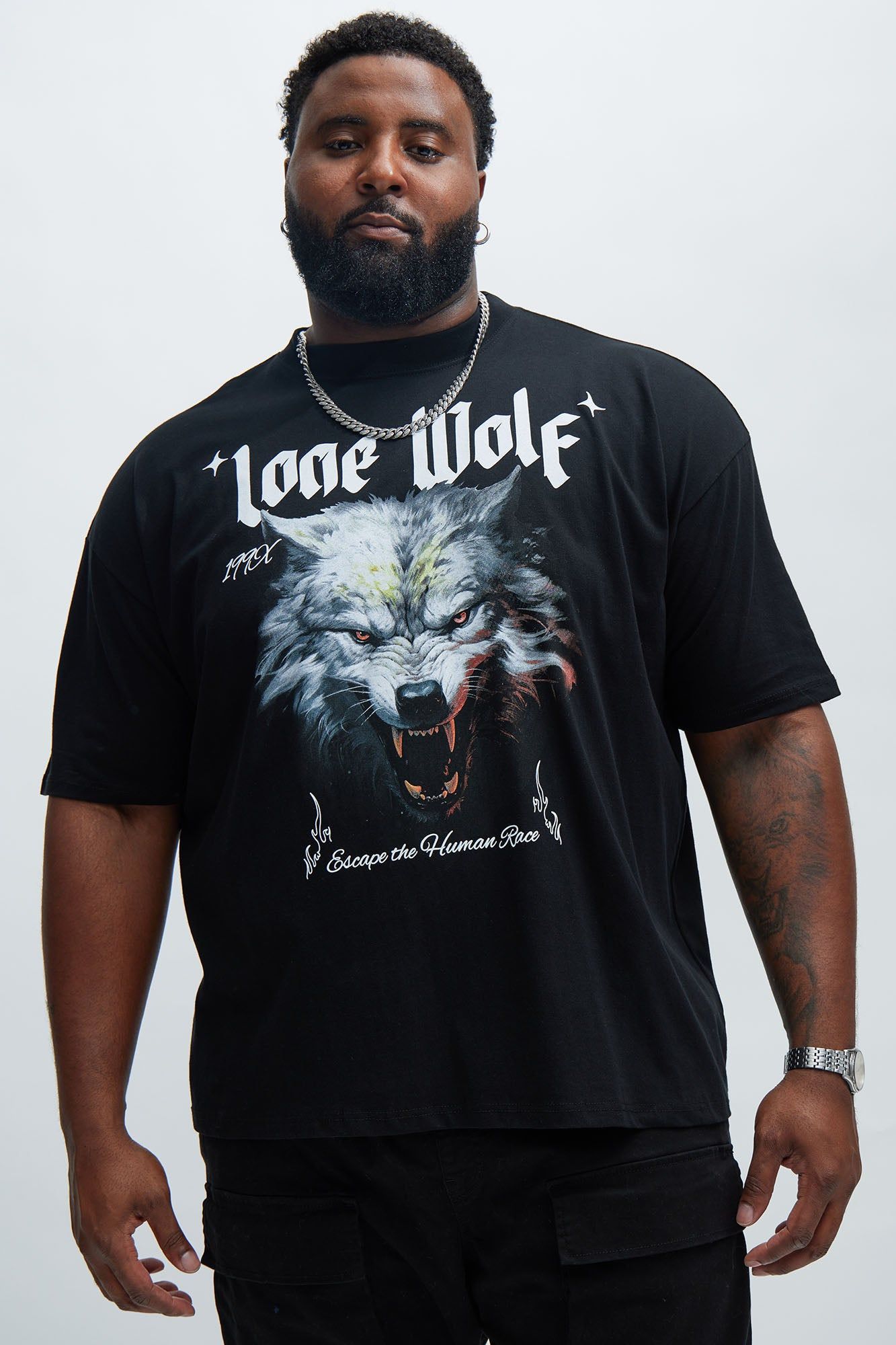 Lone Wolf Boxy Short Sleeve Tee - Black sold by Fashion Nova product image thumbnail 4