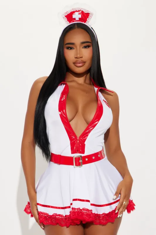 Caretaker Nurse 4 Piece Costume Set - White/combo sold by Fashion Nova