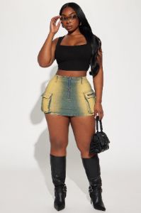 Zinnia Tinted Denim Micro Mini Skirt - Medium Wash sold by Fashion Nova