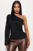 Willow Poplin Blouse Top - Black sold by Fashion Nova