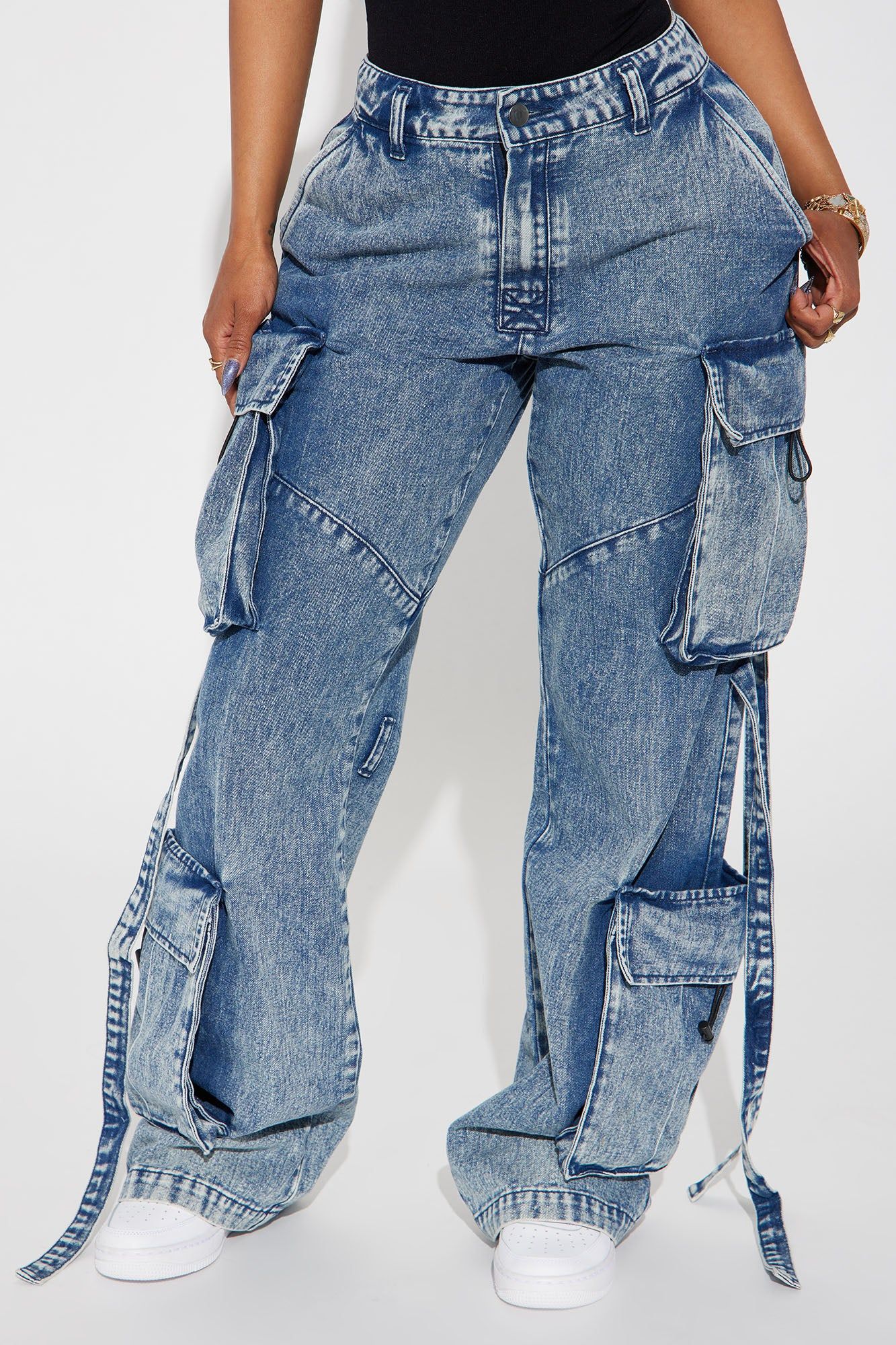 Strap It Down Cargo Jeans - Acid Wash Blue sold by Fashion Nova product image thumbnail 2