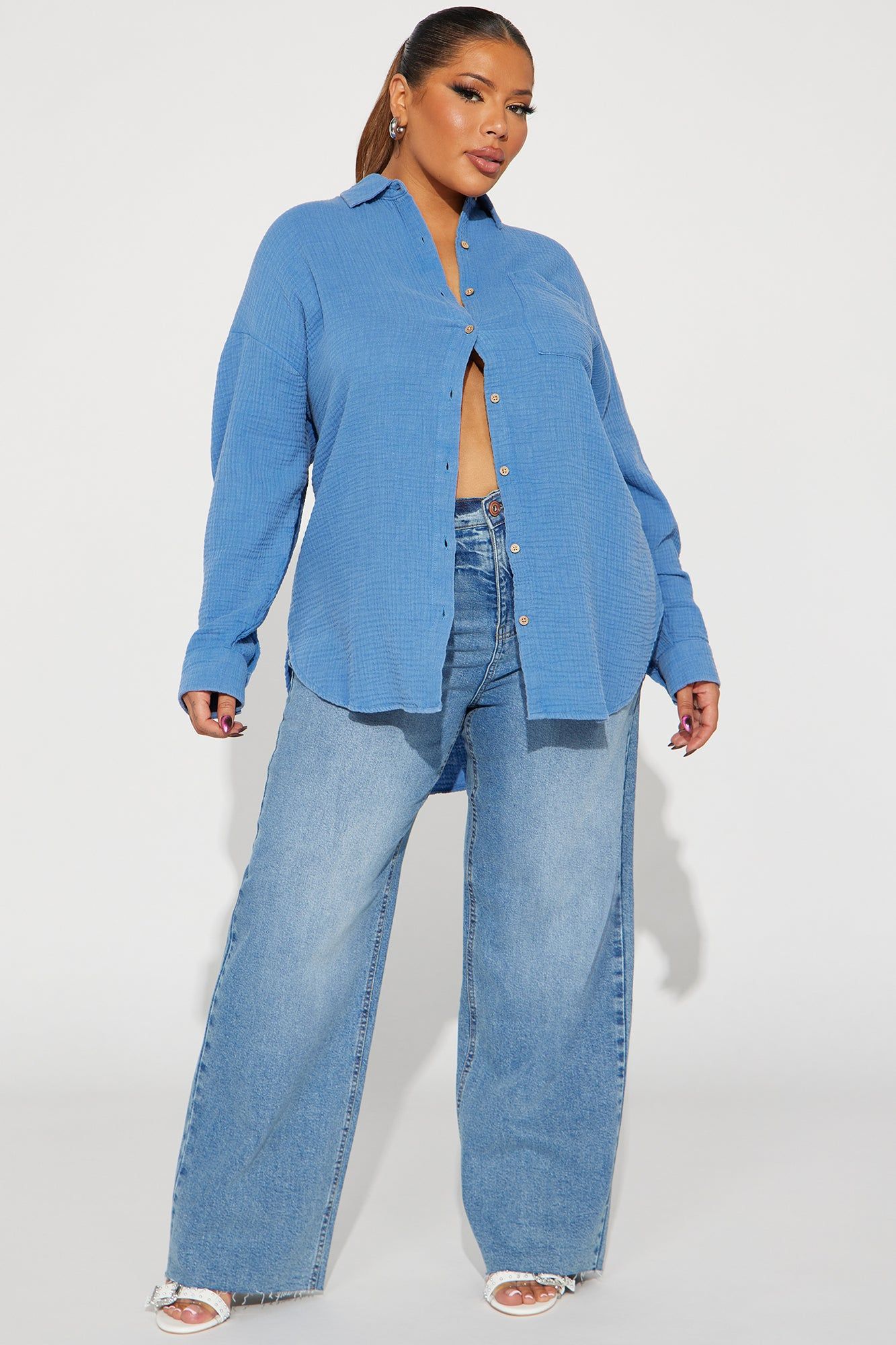 We The Walk Washed Shirt - Blue sold by Fashion Nova product image thumbnail 5