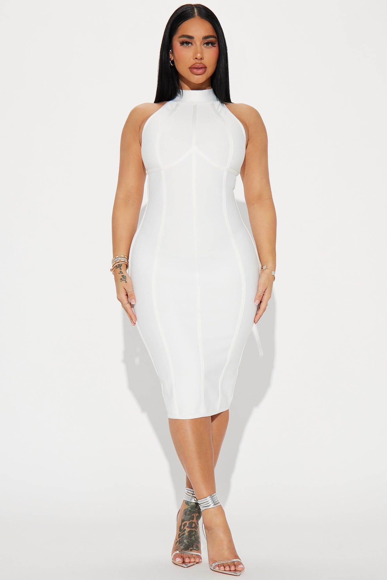 Amaya Bandage Midi Dress - White sold by Fashion Nova