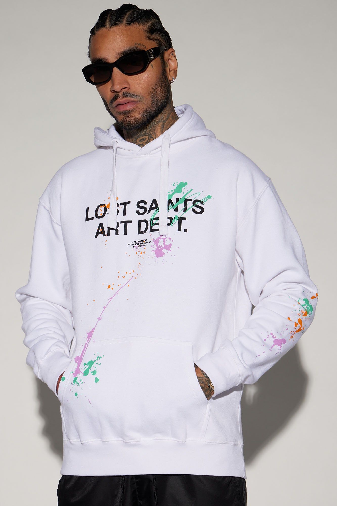 Lost Saints Art Dept. Hoodie - White sold by Fashion Nova