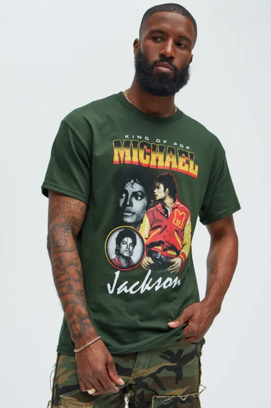 Michael Jackson The King Of Pop Short Sleeve Tee - Green sold by Fashion Nova