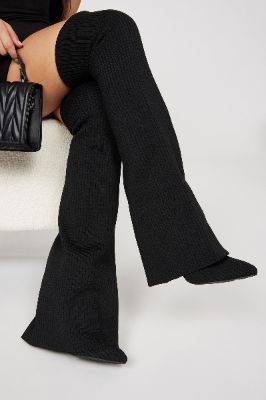 Out Of Sight Over The Knee Boots - Black sold by Fashion Nova