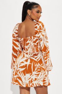 Raelyn Satin Mini Dress - Rust/combo sold by Fashion Nova