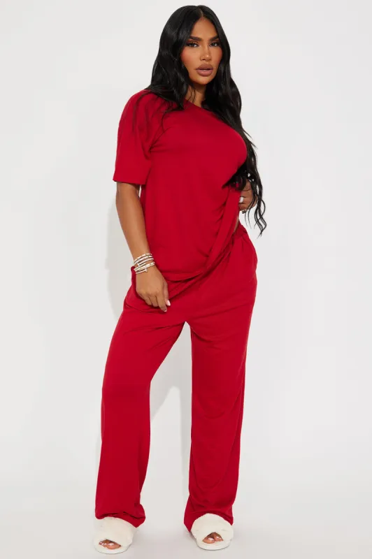 Relax Mood PJ Pant Set - DarkRed sold by Fashion Nova