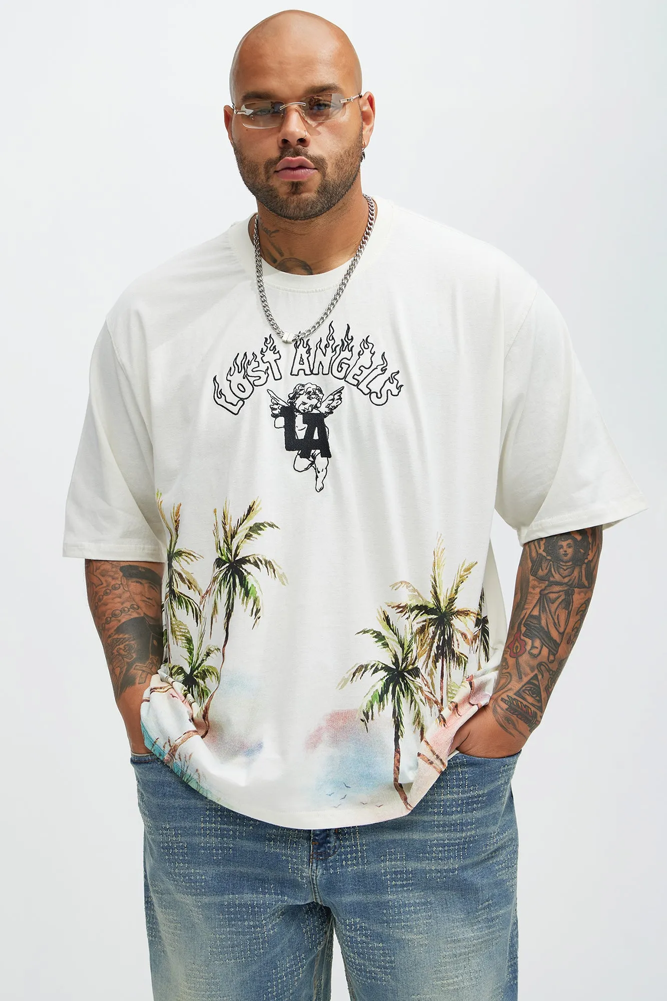 Lost Angeles Paradise Short Sleeve Tee - Off White sold by Fashion Nova product image thumbnail 5