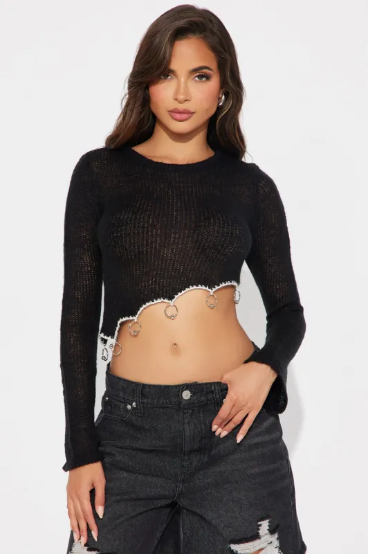 Dark Night Cropped Sweater - Black sold by Fashion Nova