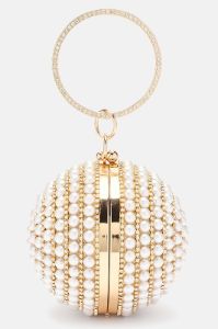 Make It Shine Sphere Clutch - Gold/combo sold by Fashion Nova