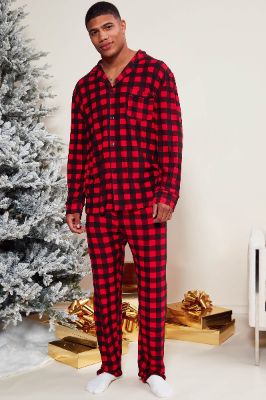 Warm And Cozy By The Fireplace Holiday PJ Set - Red/Black sold by Fashion Nova