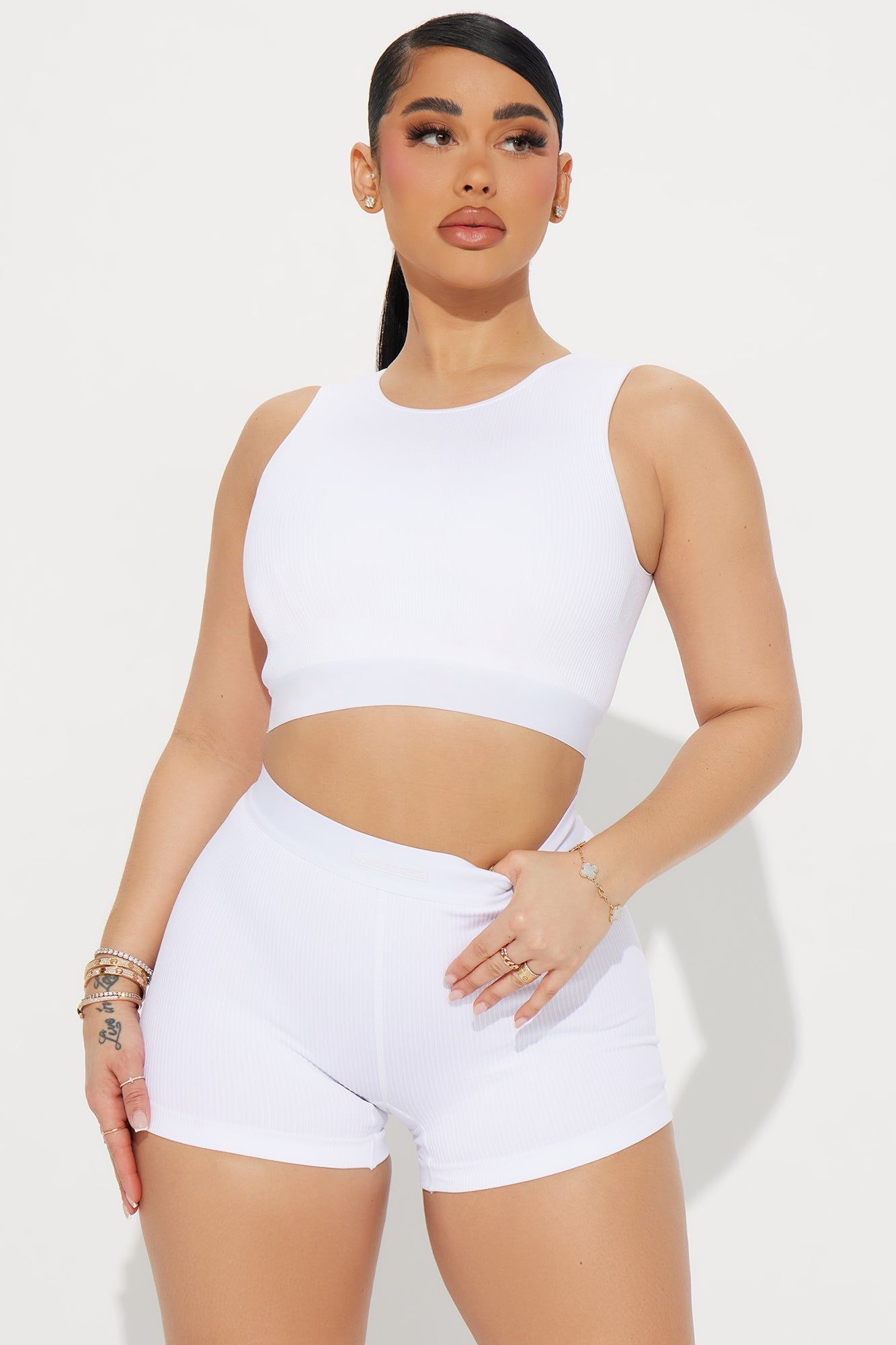 Power Hook Effortless Seamless Sports Bra - White sold by Fashion Nova