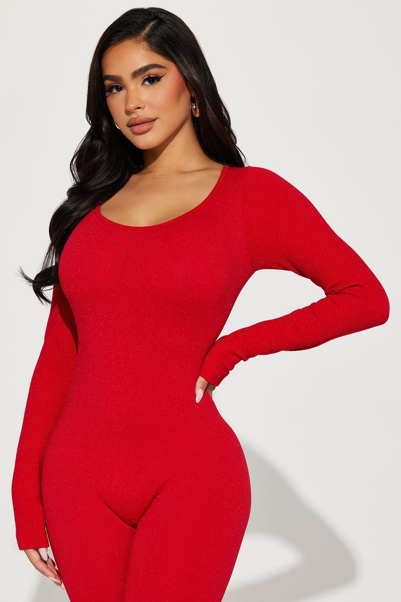 Dominique Metallic Seamless Jumpsuit - Red sold by Fashion Nova product image thumbnail 2