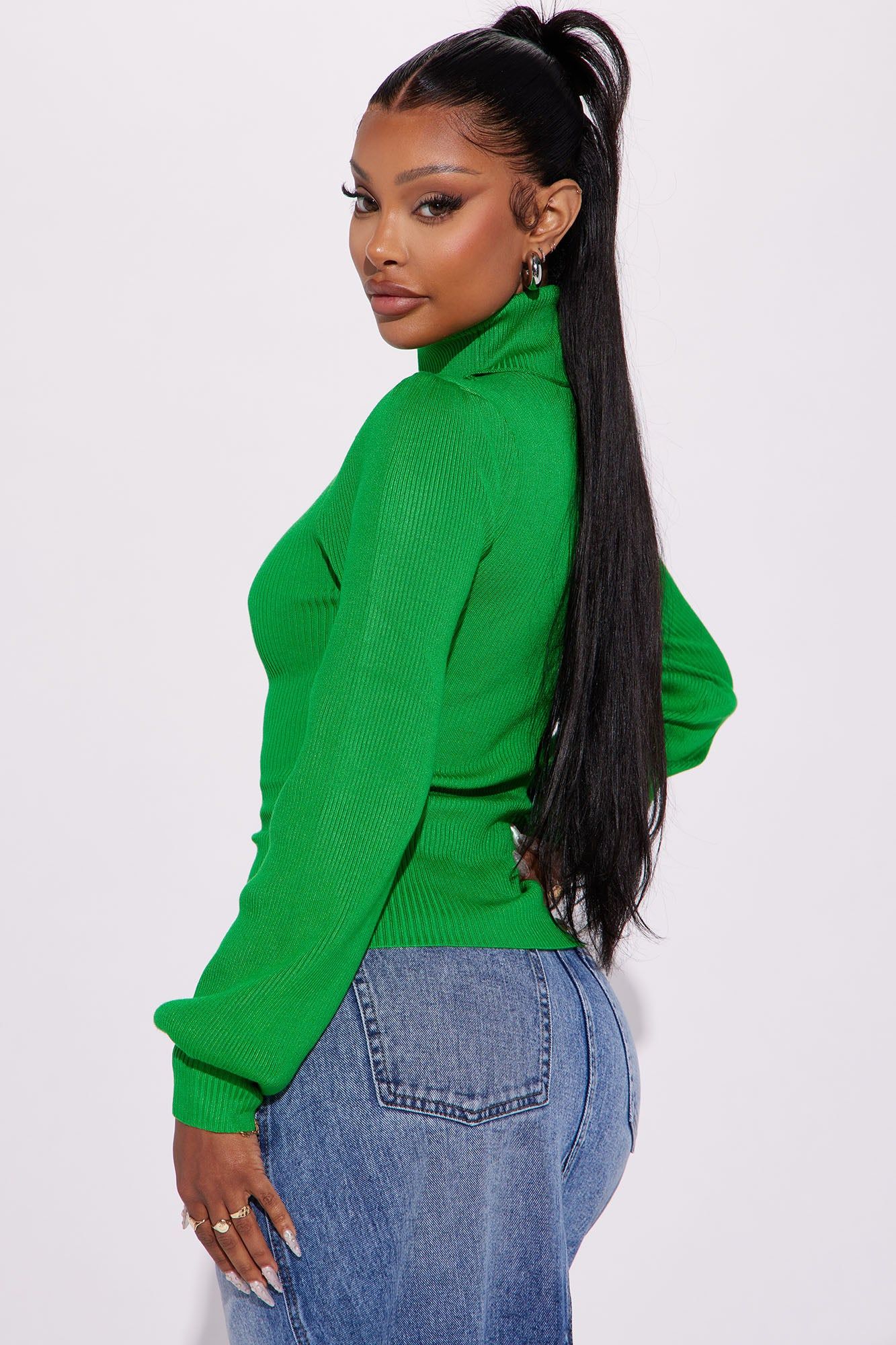 Jaida Turtleneck Sweater - Kelly Green sold by Fashion Nova product image thumbnail 3